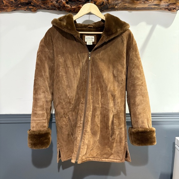 St. John's Bay Jackets & Blazers - St. John's Bay Women’s Vintage Washable Suede Coat Faux Fur Lined Coat